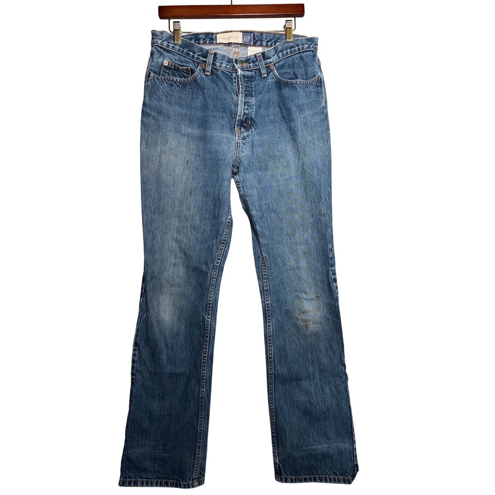 Vintage Gap Bootcut Jeans Womens 12 Long Med Wash Button Fly Made in USA 90s‎